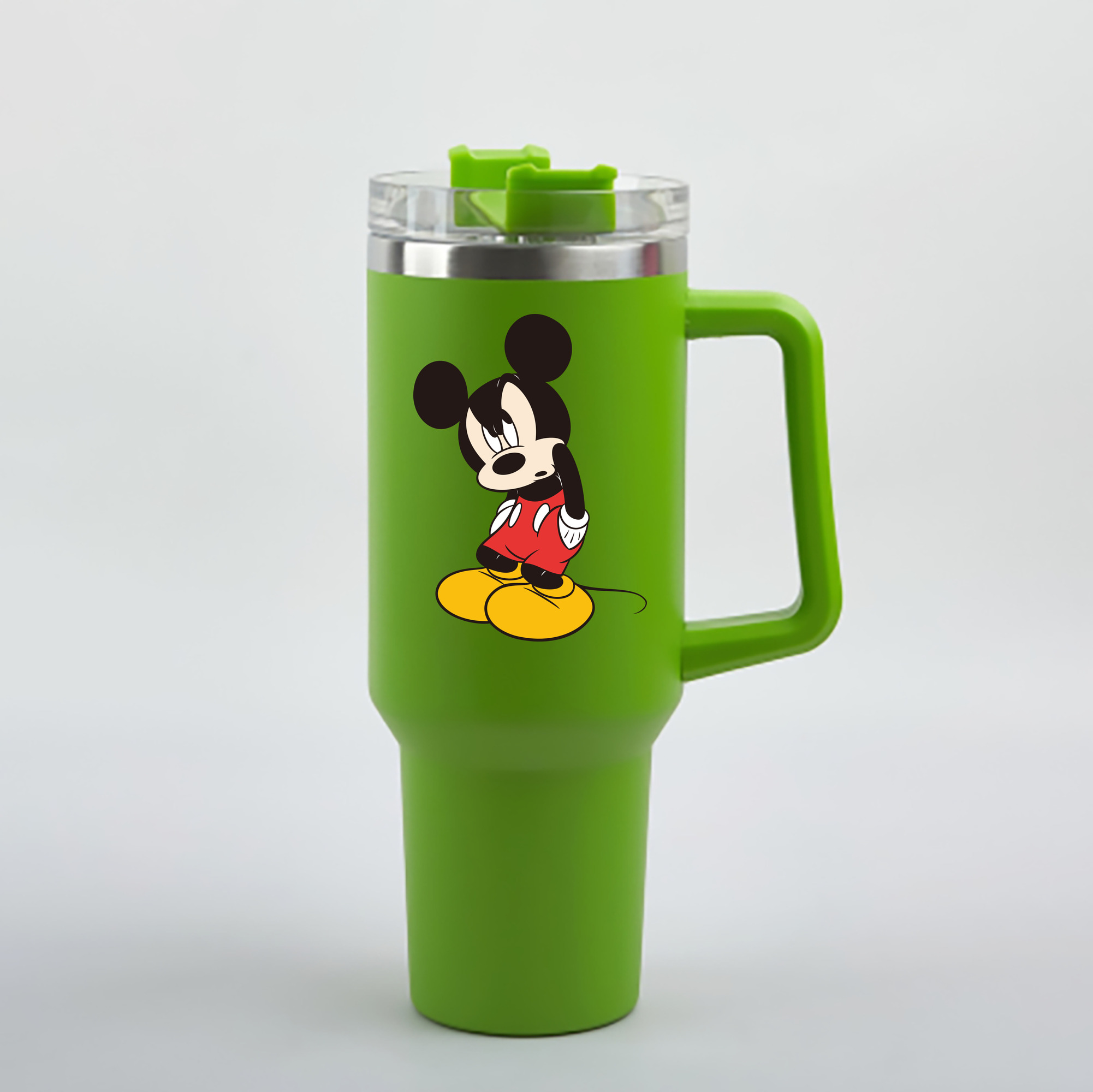 （画像用） ミッキーマウス Mickey Mouse 1200mL車用タンブラー - クリスタルステッカー（プラスチックストロー付き）